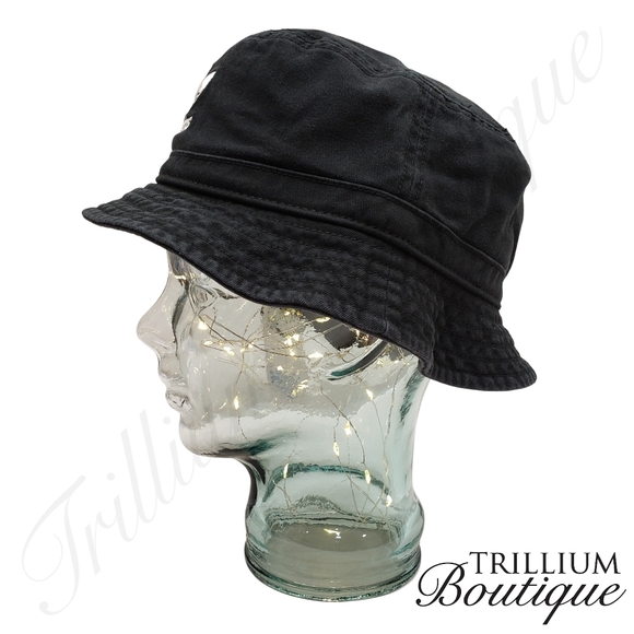 ADIDAS Unisex Originals Washed Bucket Leaf Hat Black / White Logo OSFA - Picture 3 of 6